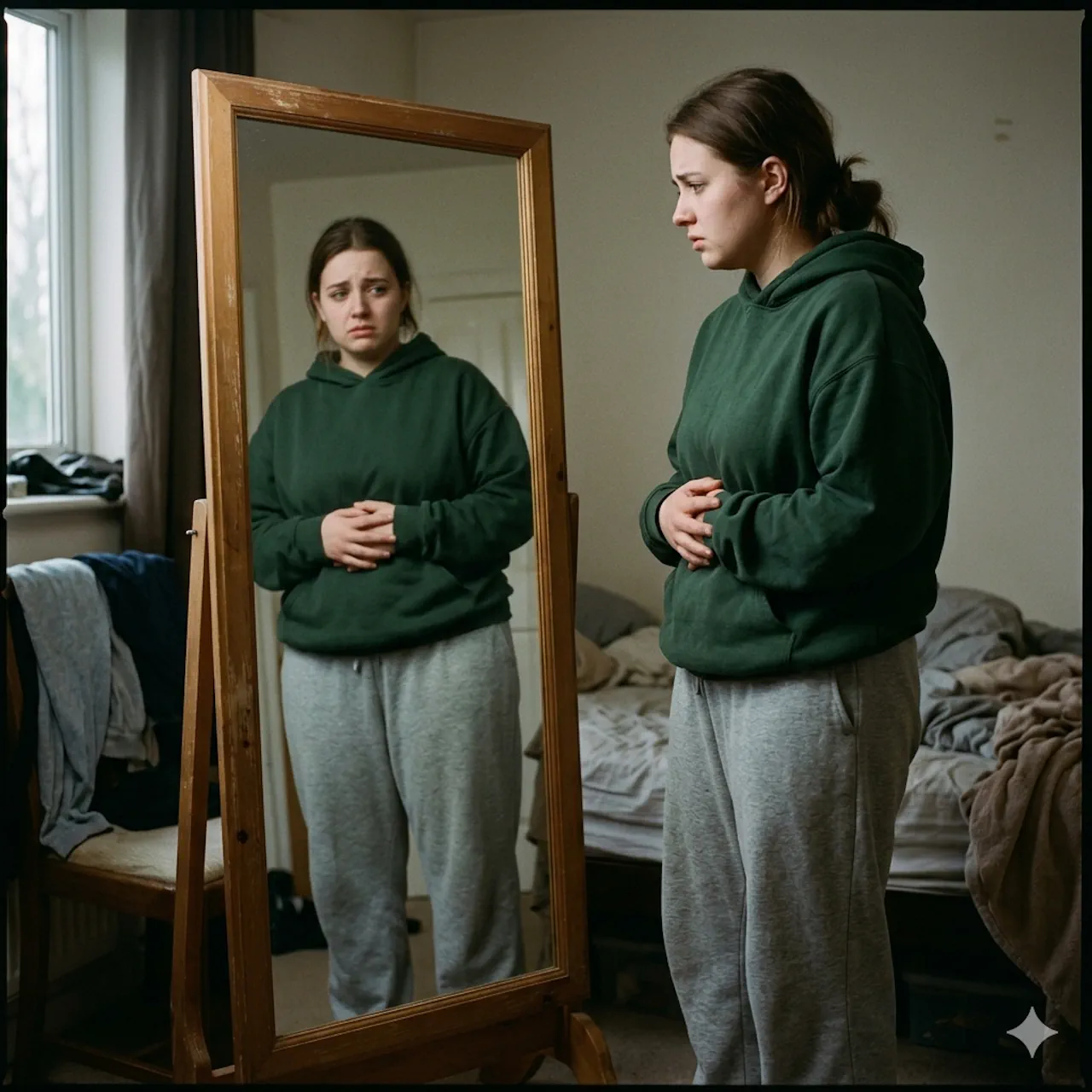 Woman facing body dismorphia