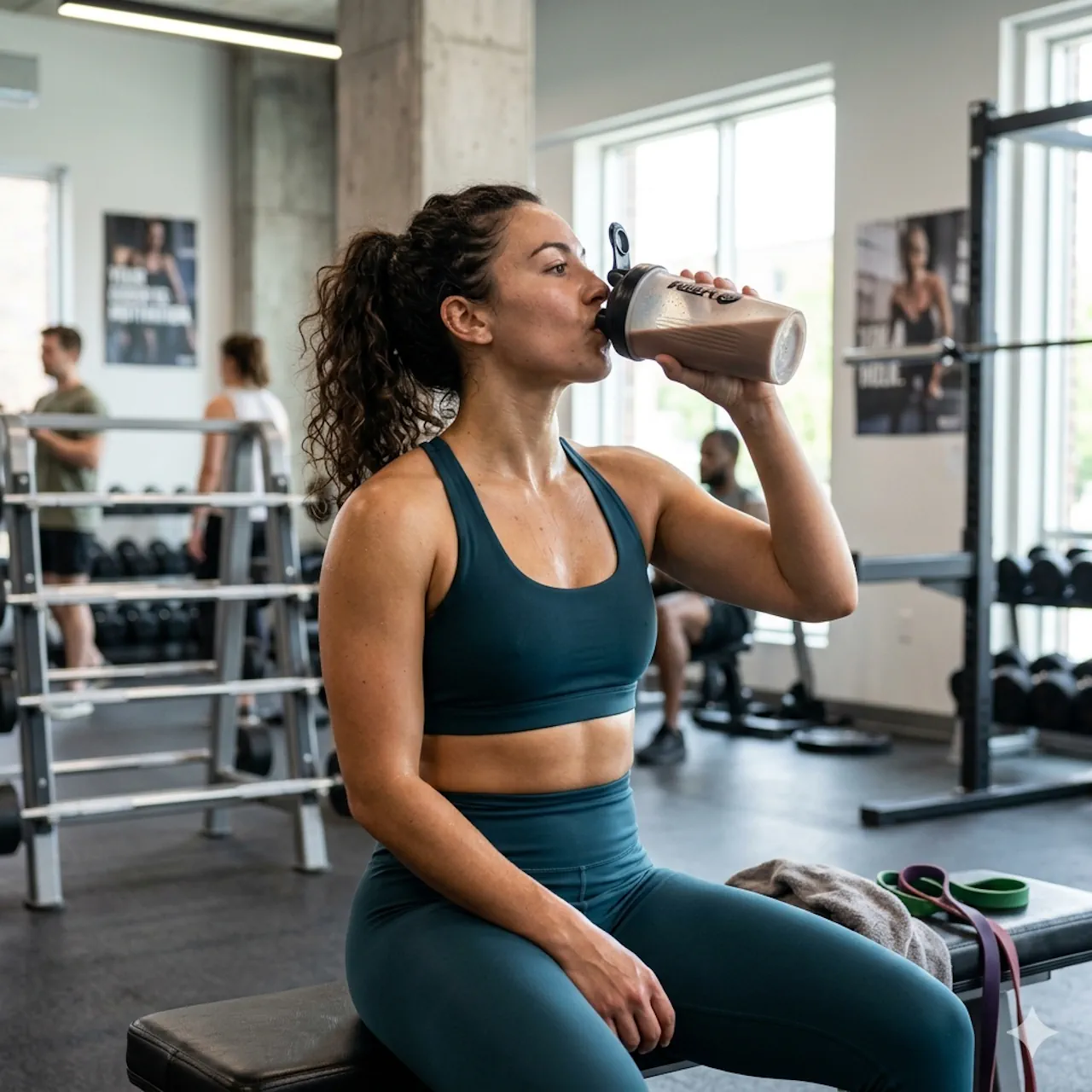 Woman drinking protein shake