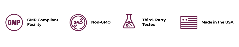 GMP Compliant Facility, Non-GMO, Third-Party Tested, Made in the USA