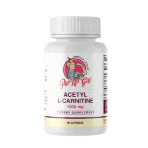 Acetyl-L-Carnitine 1000mg dietary supplement bottle from Pin Up Girl Wellness.