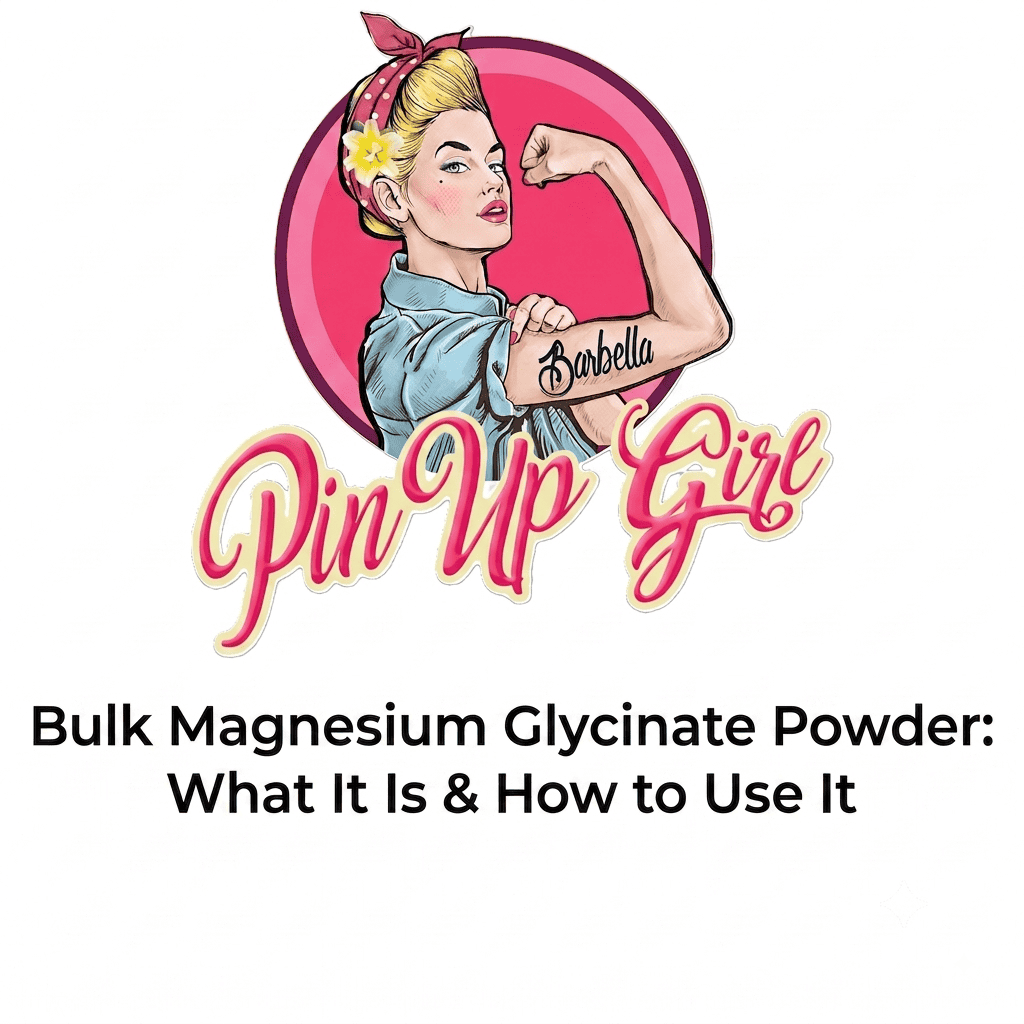 Pin Up Girl Wellness logo with a woman flexing her arm in a vintage style.